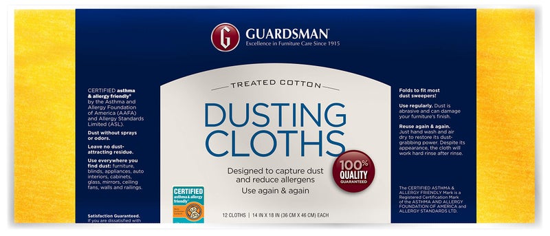 Guardsman Wood Furniture Dusting Cloths 12 PreTreated Cloths Captures 2x The Dust of a Regular Cloth Specially Treated No Sprays or Odors 462500